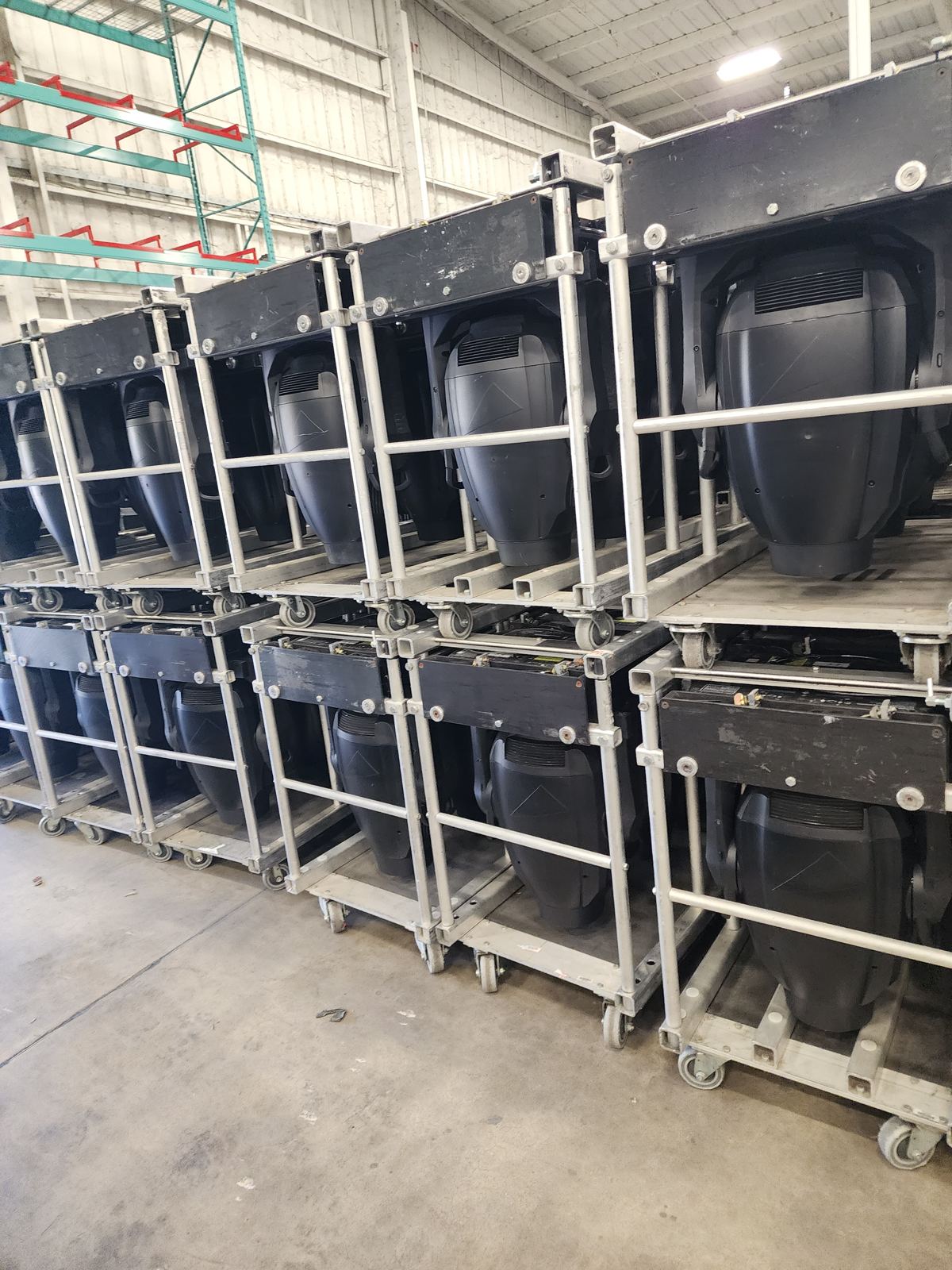Moving lights cased and ready to ship