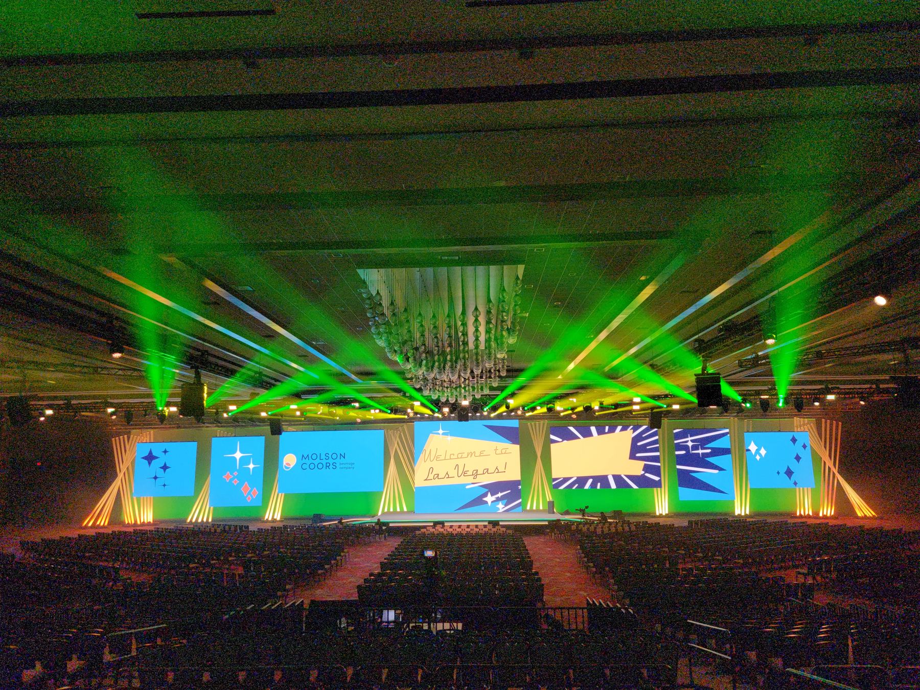Green laser and beam look over a general session