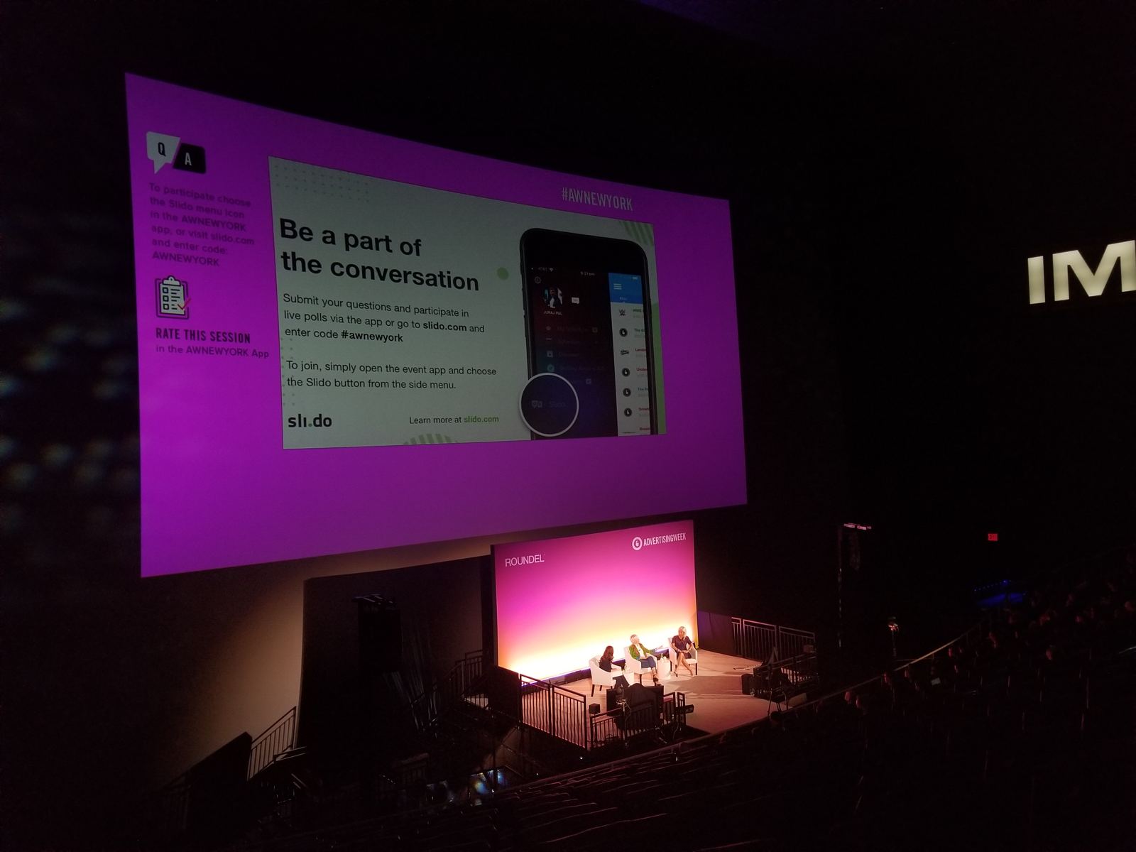 Advertising Week New York — IMAX panel stage (design: LLD)